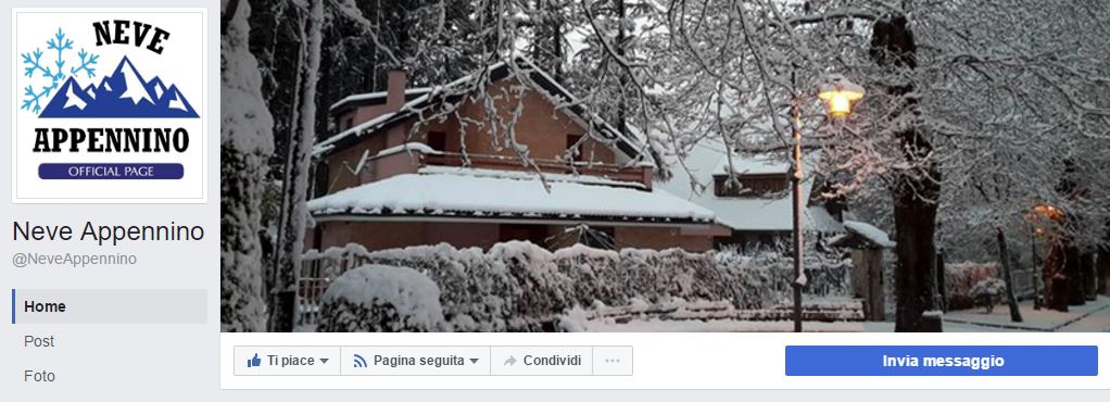 La foto di Paolo Pellicano sulla copertina facebook di Neve Appennino