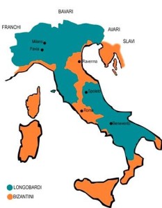 Domini longobardi in Italia all'inizio del VII secolo